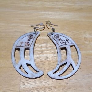 White Crescent Moon Earrings